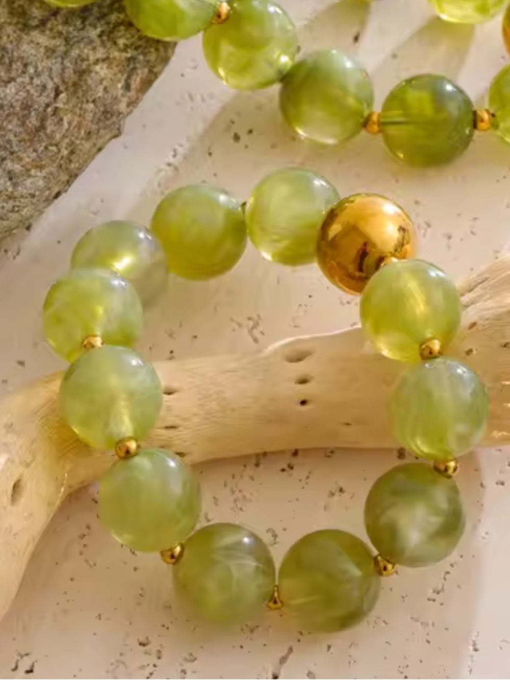 Pistachio Glow Beaded Bracelet